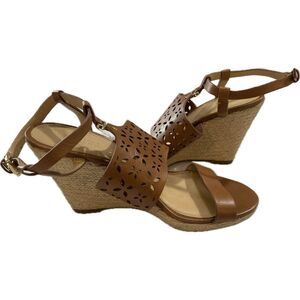 MICHAEL KORS  Size 6.5 Women's Shoes Sandal Wedge Luggage Leather DARCI